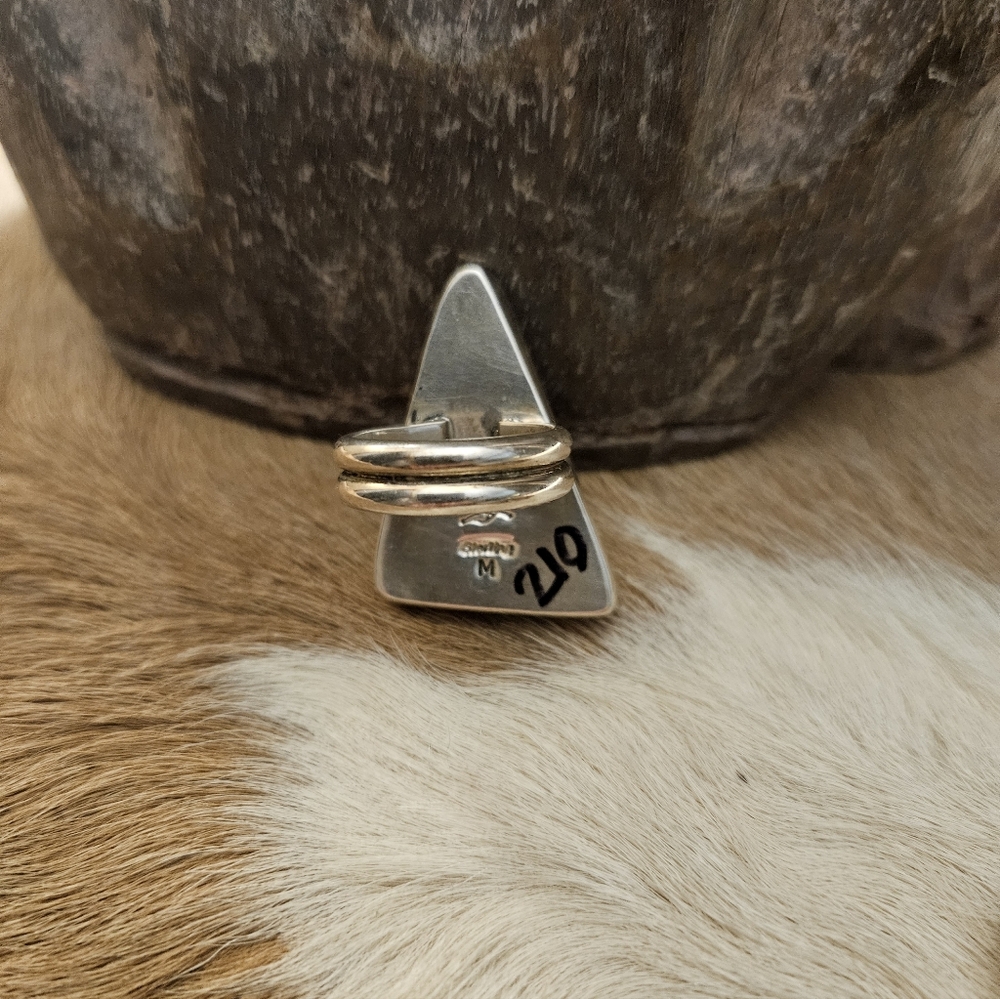 Triangular White White Buffalo Sterling Silver Ri… - image 2